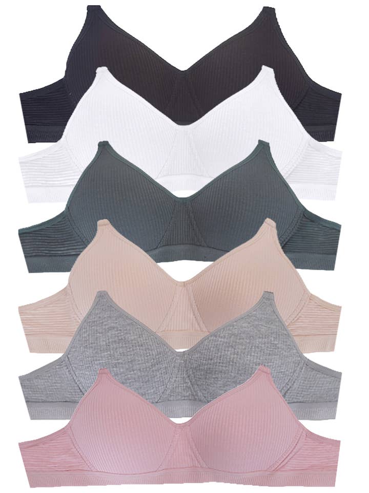 Stripe Pattern Texture No Wire Cotton A Cup Bra for wholesale by Hana