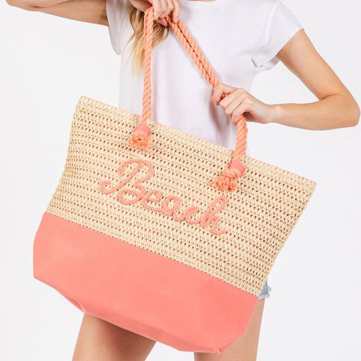 3AM BY H&D ACCESSORIES – Engroshandel Tote bag - Dame – FARVET SYET REB STRAND BREV OG REM HÆKLET, STOF TOTE