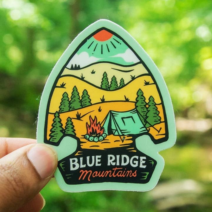 A Blue Ridge Campfire | Arrowhead Sticker for wholesale by Menottees