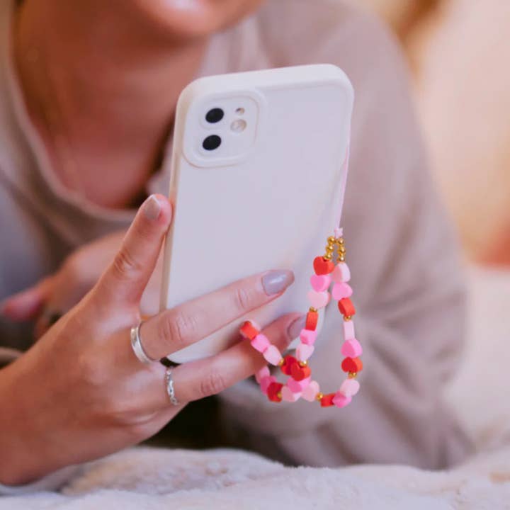 Coconut Lane - Vente Sangle pour étui à téléphone - Sangle à téléphone perlée - Coeurs
