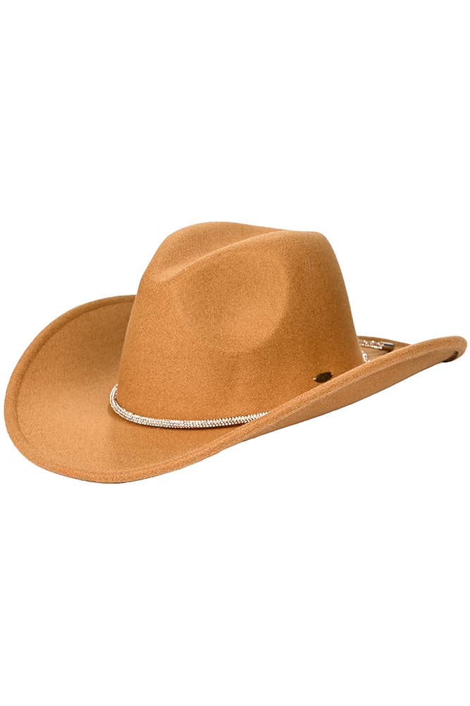 Hana – Chapéu de cowboy - Mulher por atacado – Chapéu de Feltro Vegano C.C Cowboy com Faixa de Strass2