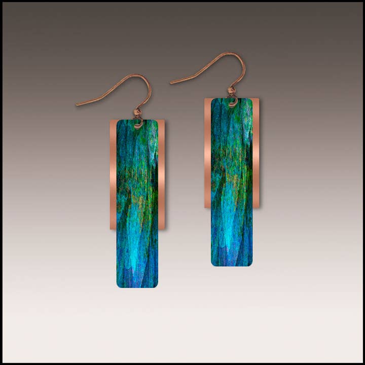 Blue Nature Copper Accent Multilayer Earrings for wholesale by Illustrated Light & DC Designs