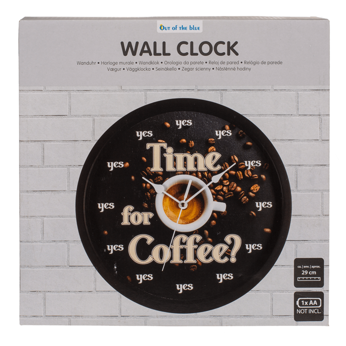 Out of the blue KG - Wholesale Wall Clock - Wall clock, Time for Coffee, D: ca. 29 cm,1