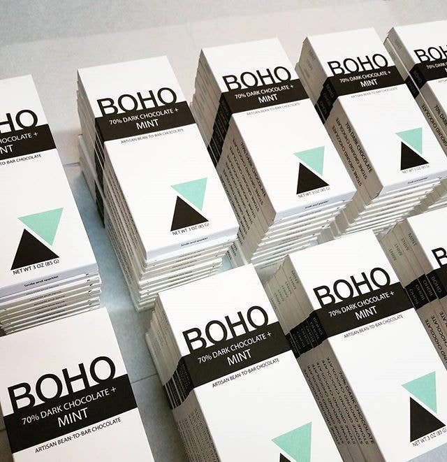 BOHO Chocolate - Wholesale Chocolate Bar - 70% Dark Chocolate + Mint (USDA Organic)1
