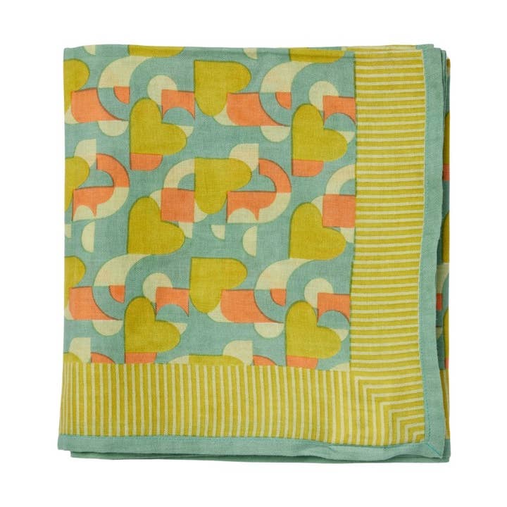 Indian Scarf - Love My Heart Blue Green for wholesale by Bonheur du Jour