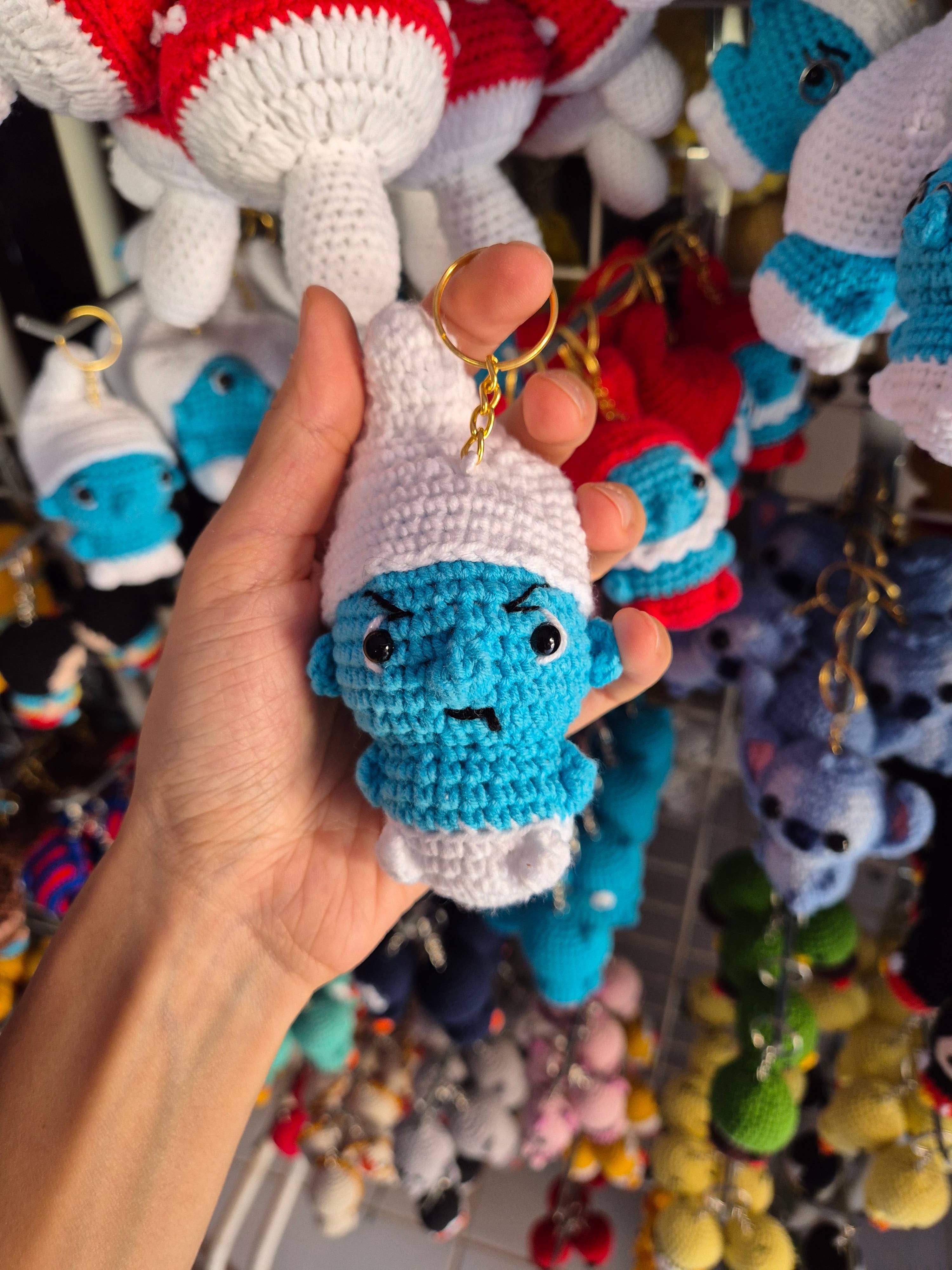 despinacrafting - Wholesale Keychain - Women's - Grumpy Smurf Crochet Keychain – Handmade with Attitude0