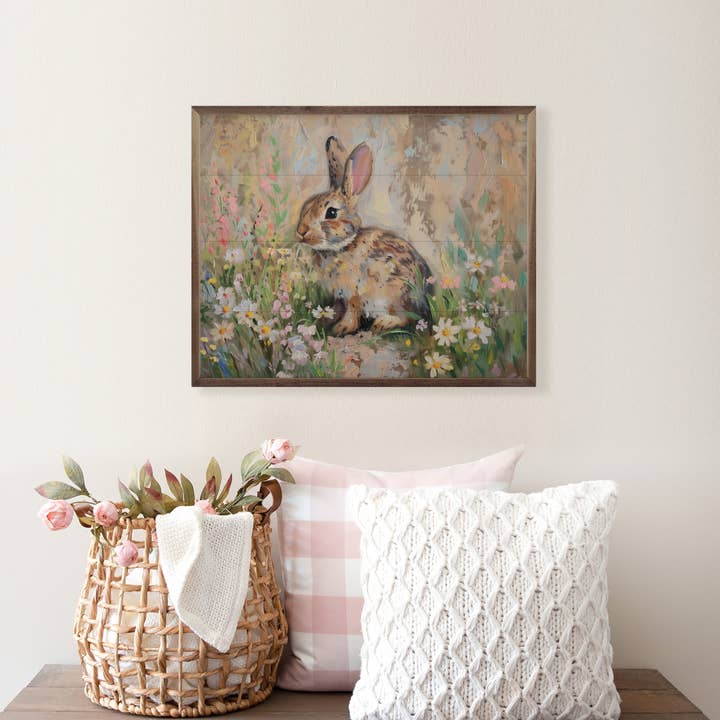 Kendrick Home - Wholesale Wood Wall Art - Spring Bunny By Nini Art2