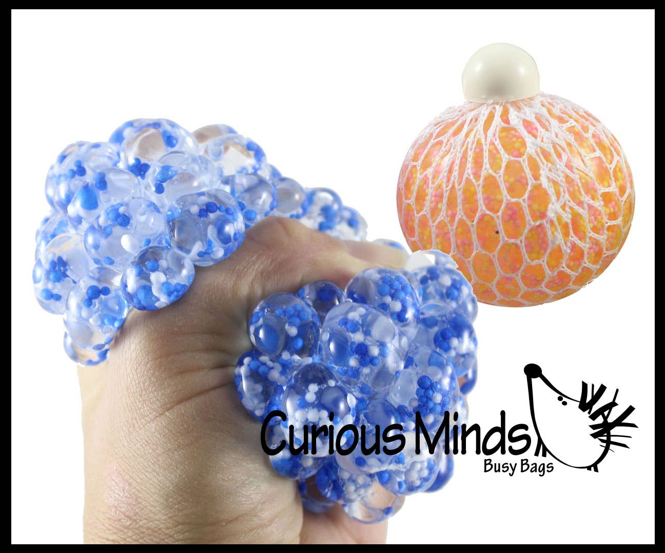 Curious Minds Toys – Engroshandel Fidget - Børn – 1 Konfetti Gel Fyldt Mesh Net Blob Ball - Squishy Fidget14