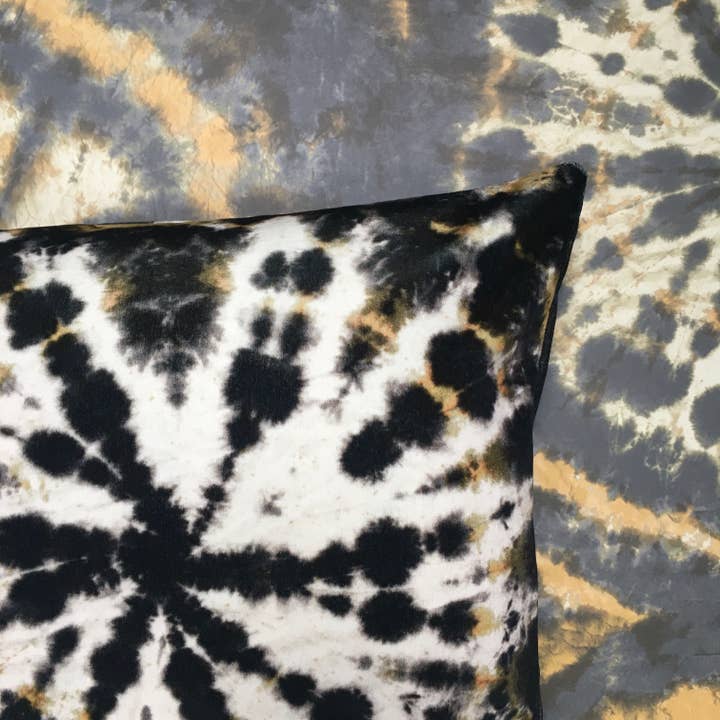 Tie Dye Circle Velvet Cushion - Black for wholesale by Sharon Jane Studio