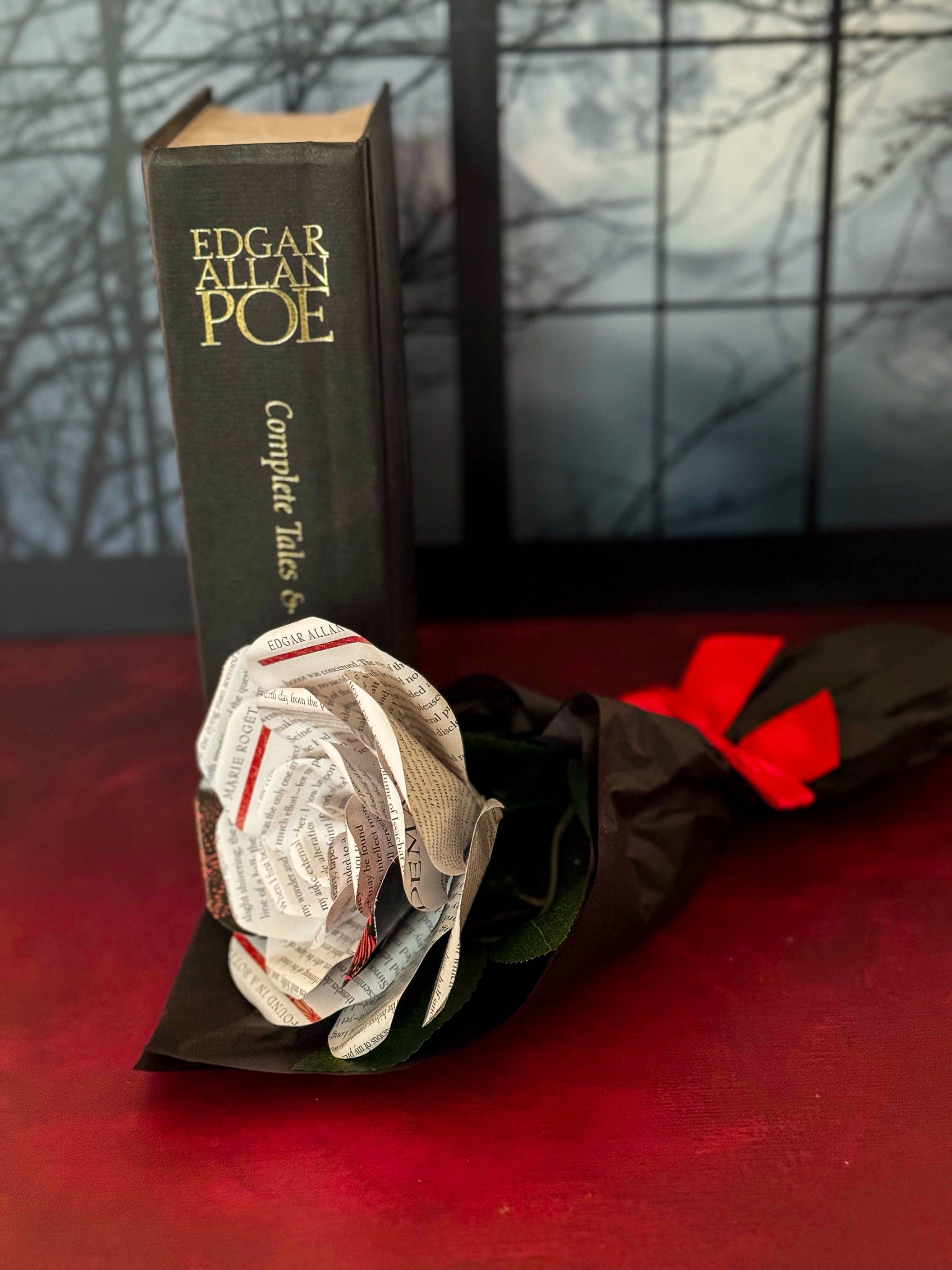 Literary Blooms - Wholesale Artificial Flowers - Edgar Allan Poe Paper Rose – Medium (5")1