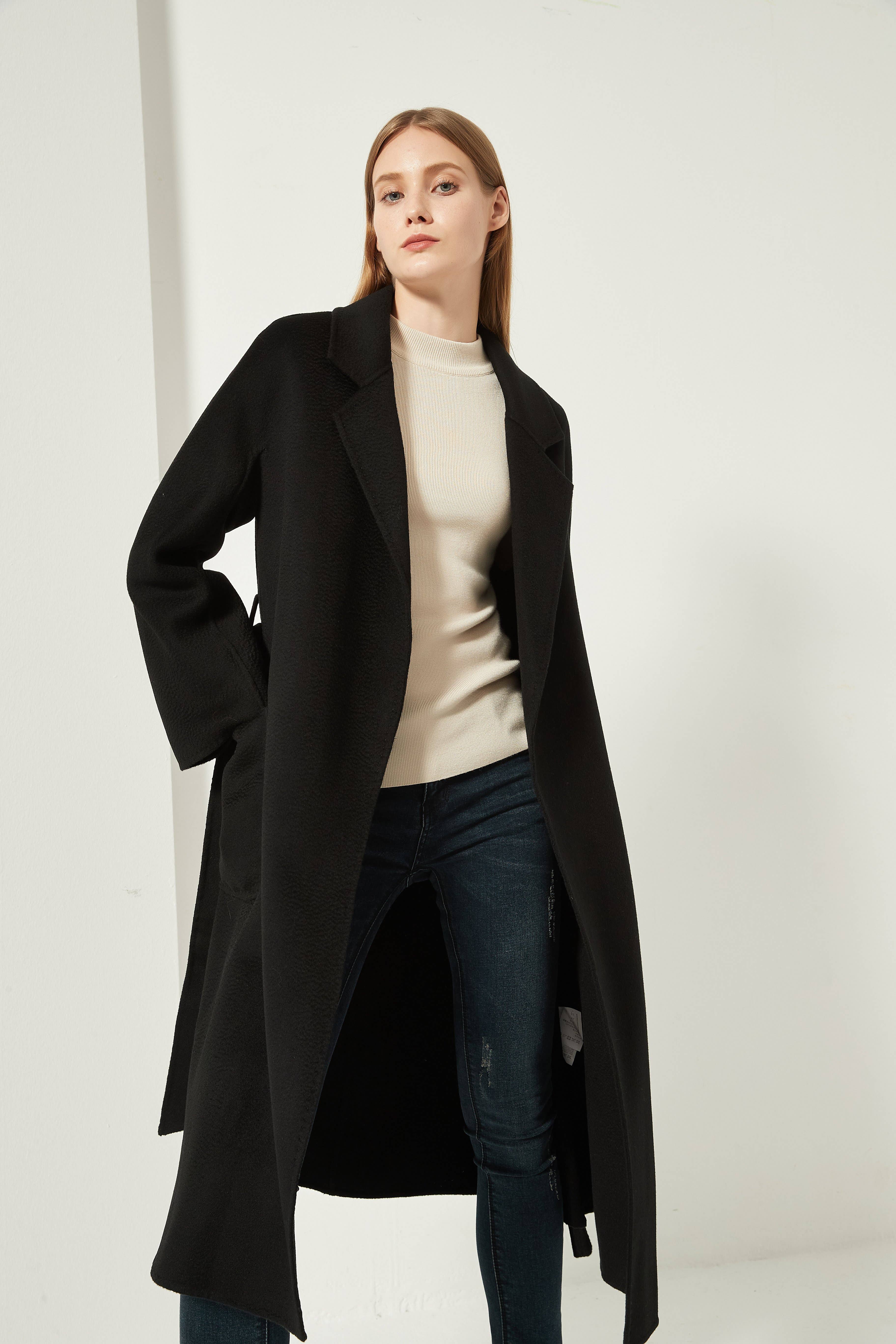 Black The Classic Wrap Coat-Black for wholesale on Faire3