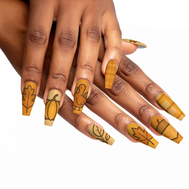 FYNE BODY - Wholesale Press-on/fake nails - Turkey Time Tan Thanksgiving Press-On Nails35