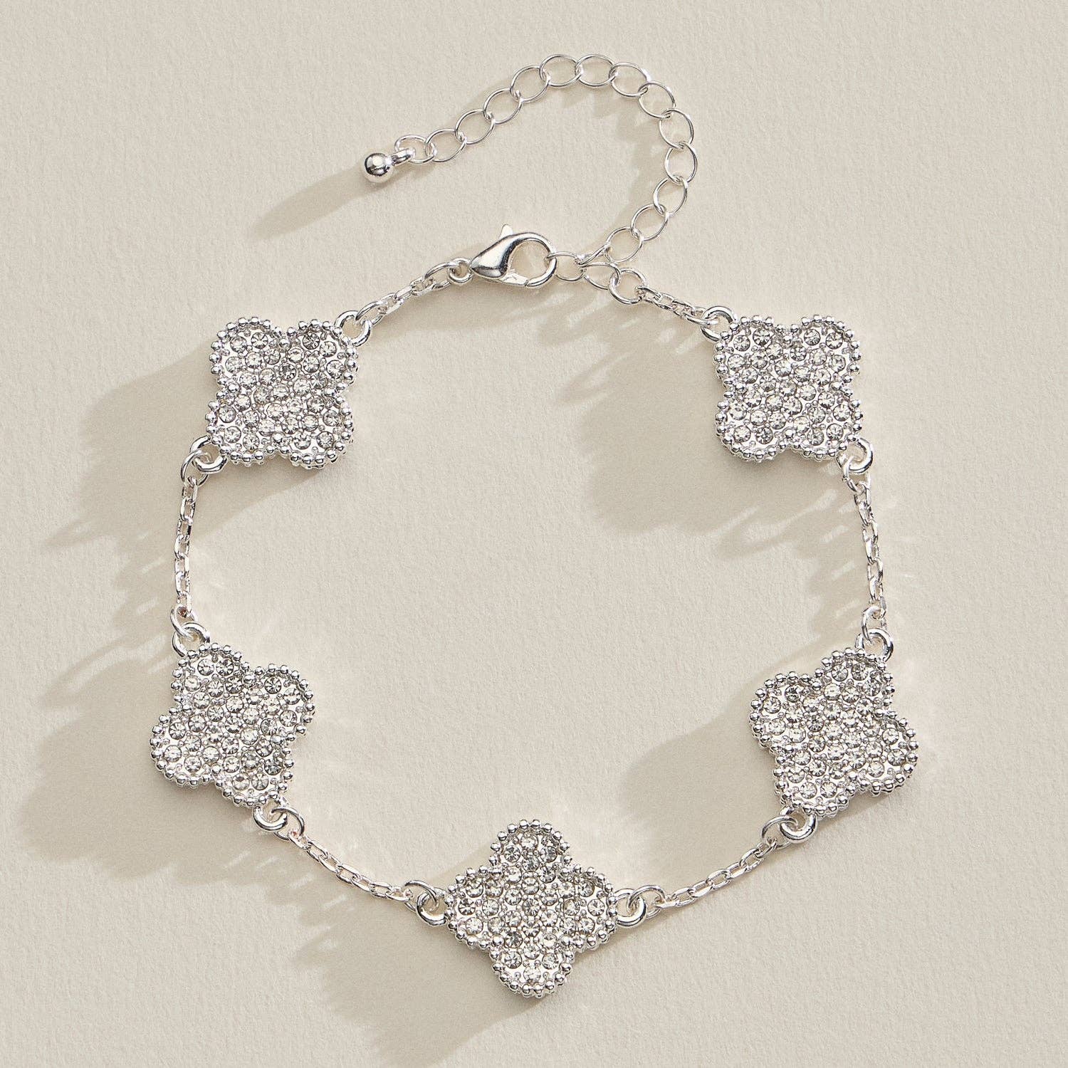 Frem - Wholesale Charm/Dangle Bracelet - Gold Chain Bracelet with Crystal Flower Charms6