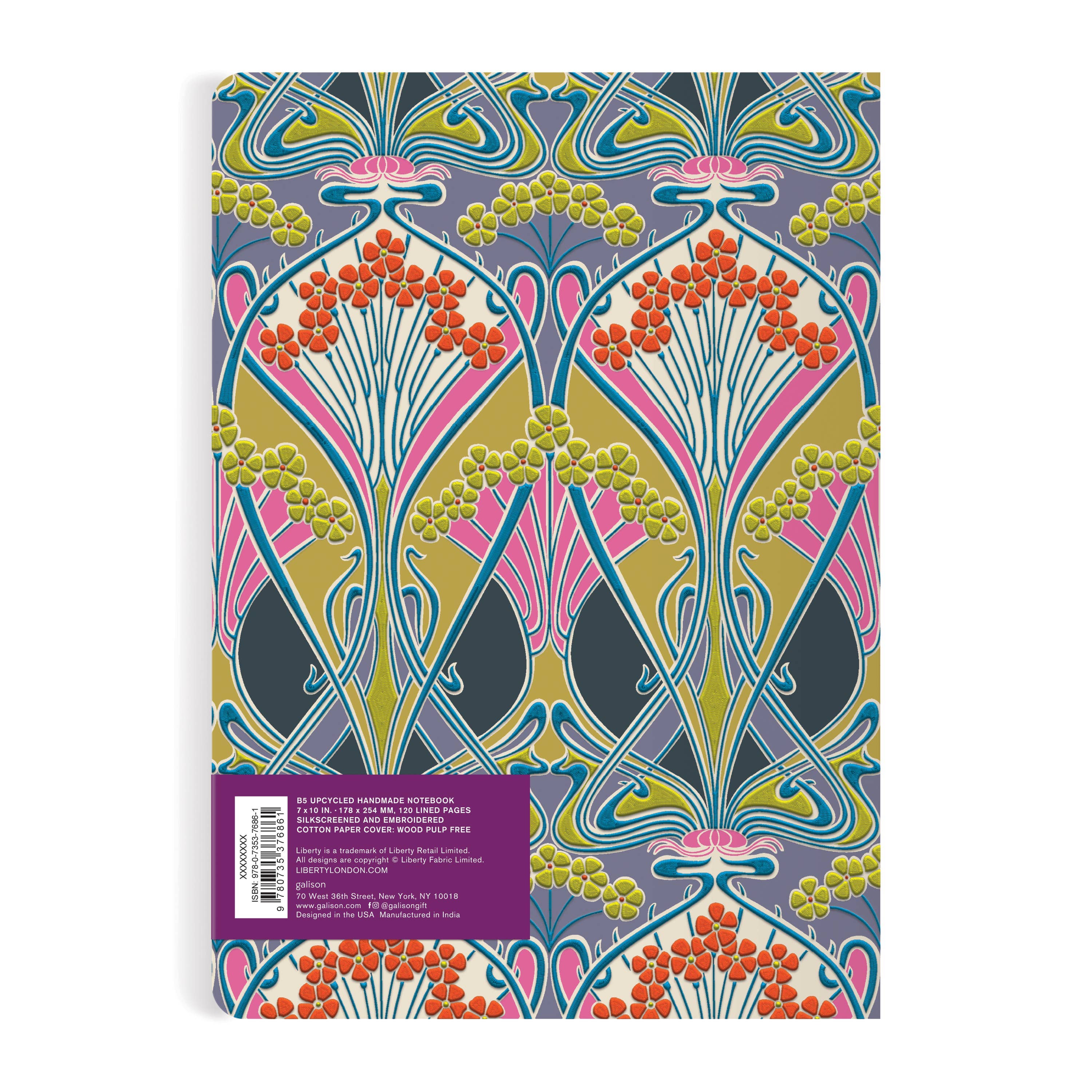 Chronicle Books - Wholesale Journal/Diary - Liberty Ianthe Lichen B5 Handmade Embroidered Journal2