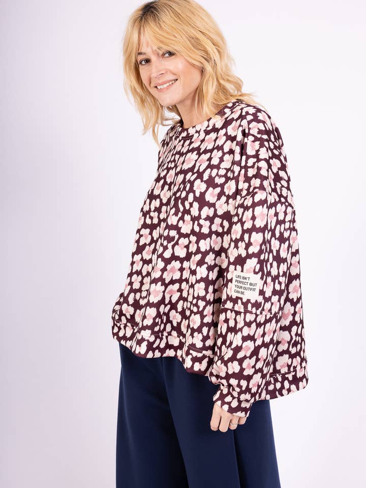 L'Emotion - Wholesale Sweatshirt - Women's - Large Stretch Sweatshirt Round Neck Comfort Floral Pattern2