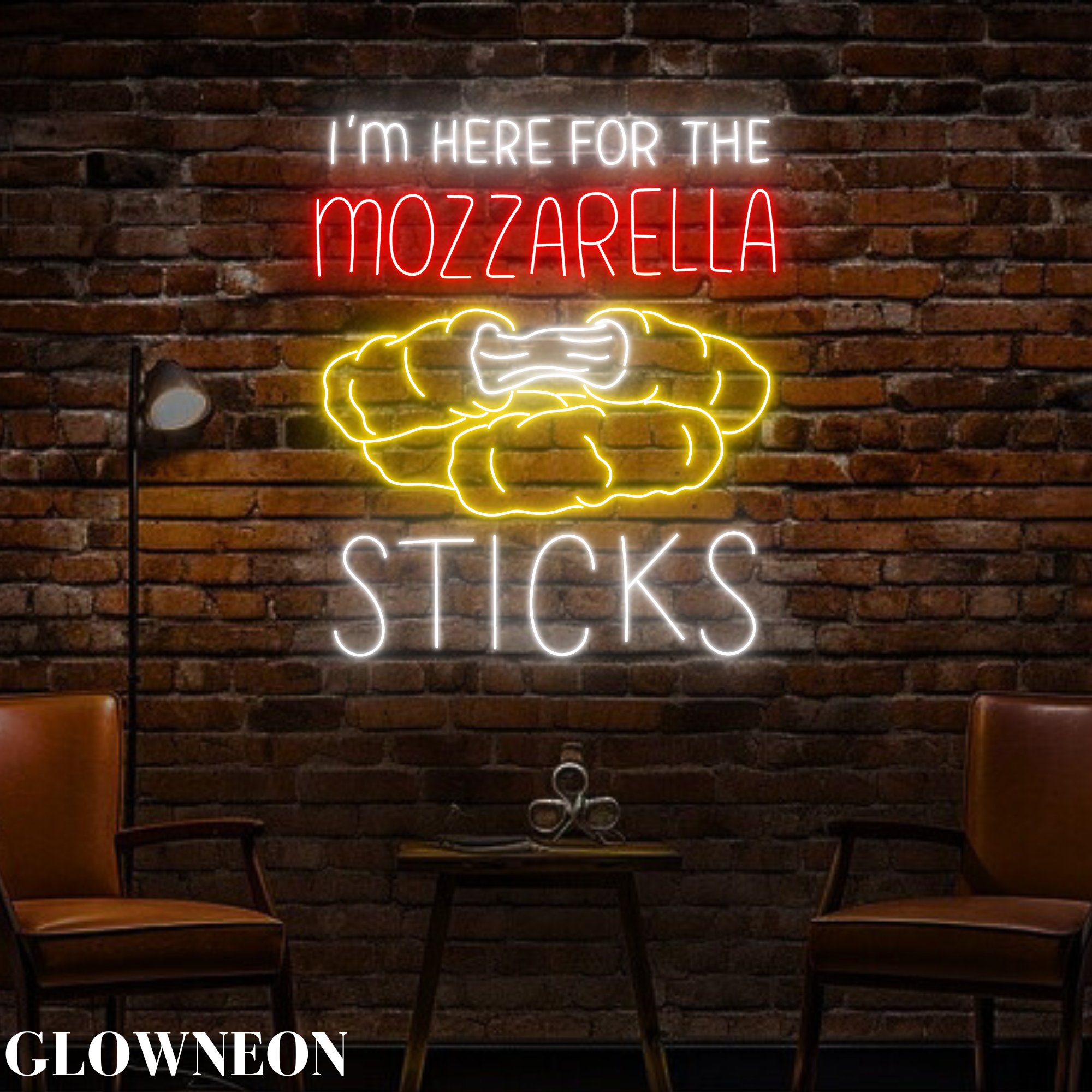 Glow Neon - Wholesale Neon Sign - I'm Here For The Mozzarella Sticks Led Sign, Mozzarella Sign2