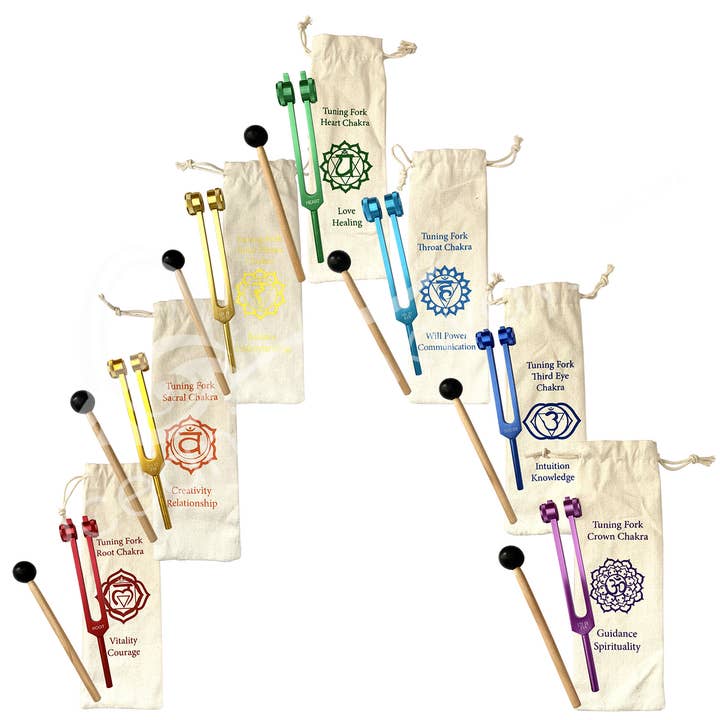 Oceanic Linkways Inc - Wholesale Meditation Supplies - (BOX OF 7)TUNING FORK - CHAKRAS TUNED STARTER KIT (BOX OF 7