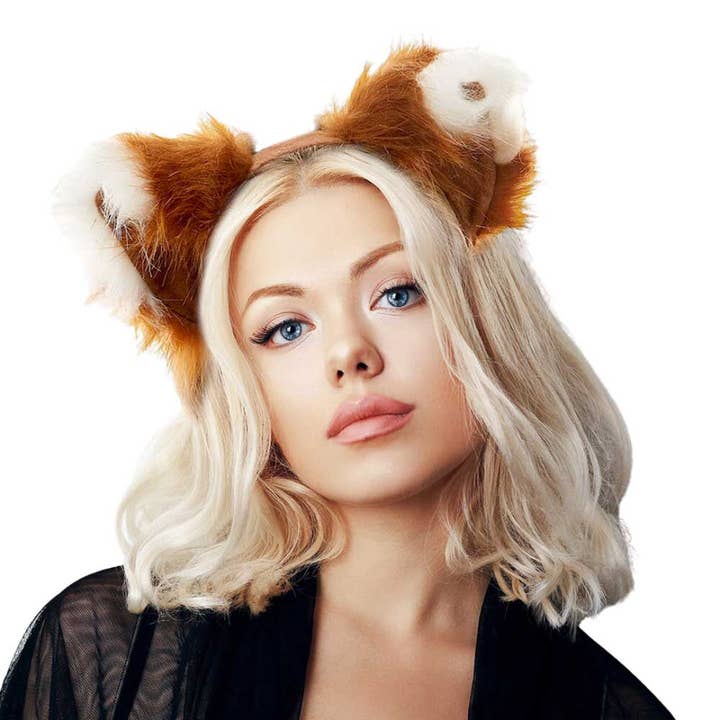 Brown Faux Fur Animal Ear Headband for wholesale on Faire