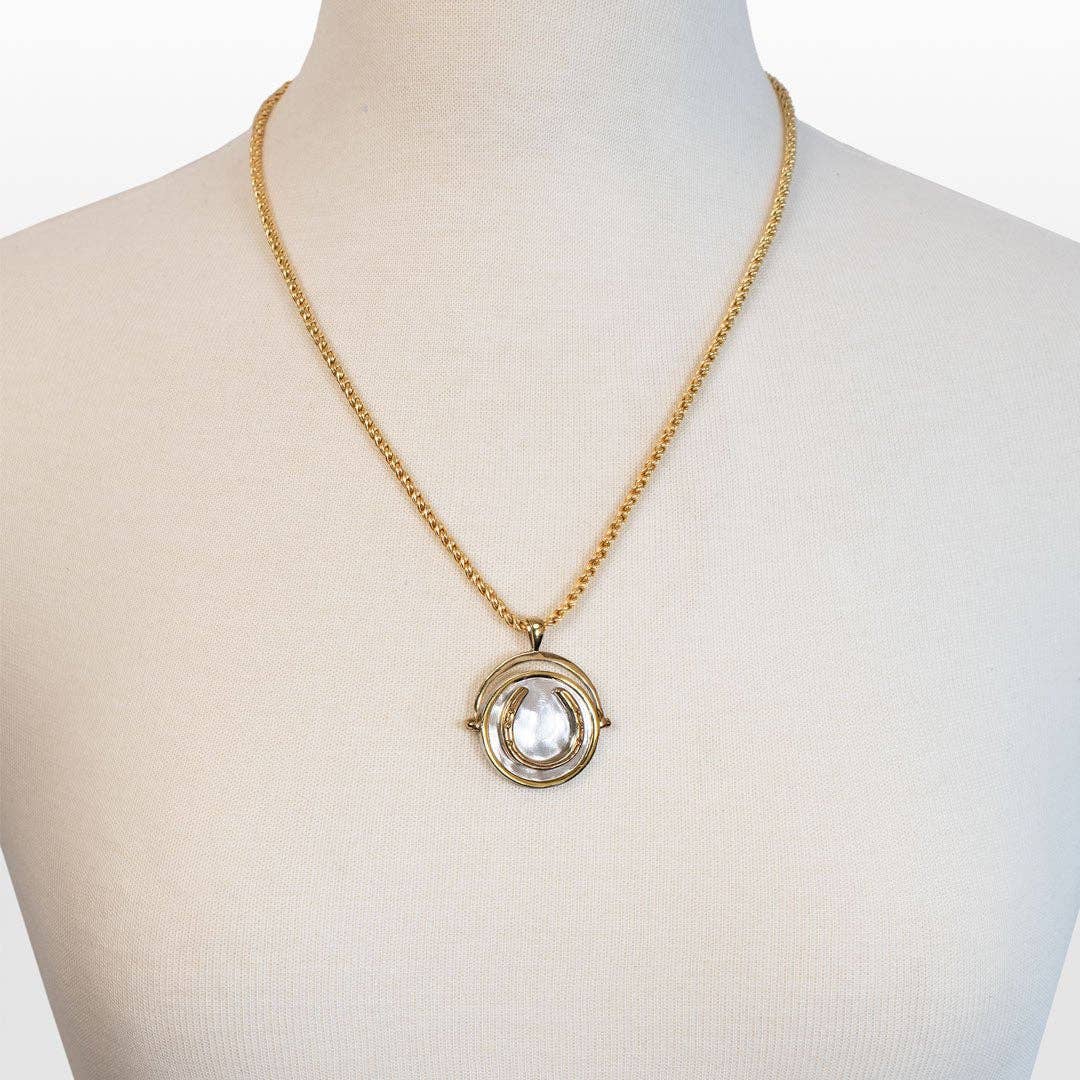 URBAN-EQUESTRIAN - Wholesale Pendant/Charm Necklace - Cody - Two Tone Crown Coin Horseshoe Necklace1