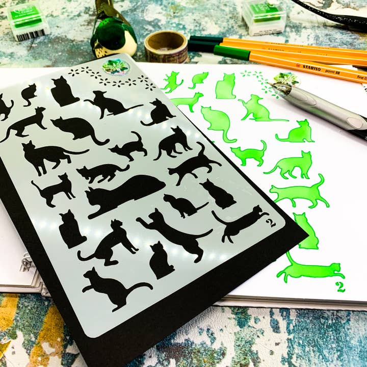 Spratt's Designs - Wholesale Stencil/craft die - Cats Journal and Arts Crafts Stencil Design 23