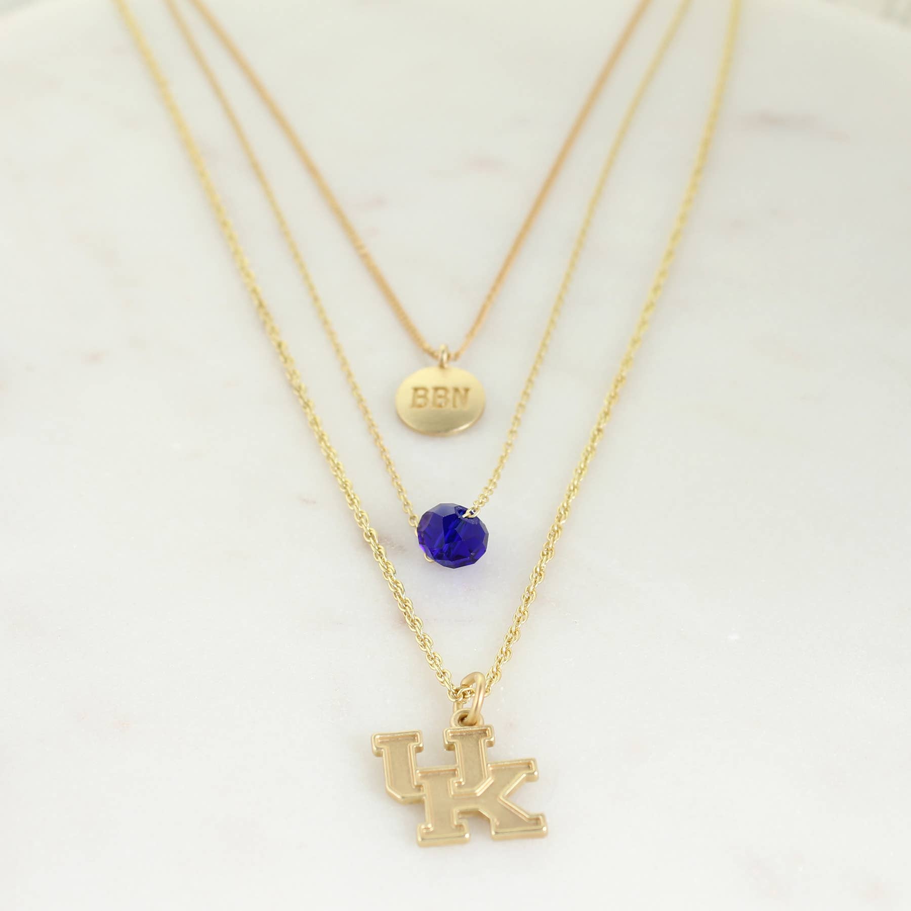 Seasons Jewelry - Wholesale Jewelry Set - 16" - 20" Kentucky Matte Gold Logo Trio Necklace Set | Three Separate Clasps | Wear Together or Separate!2