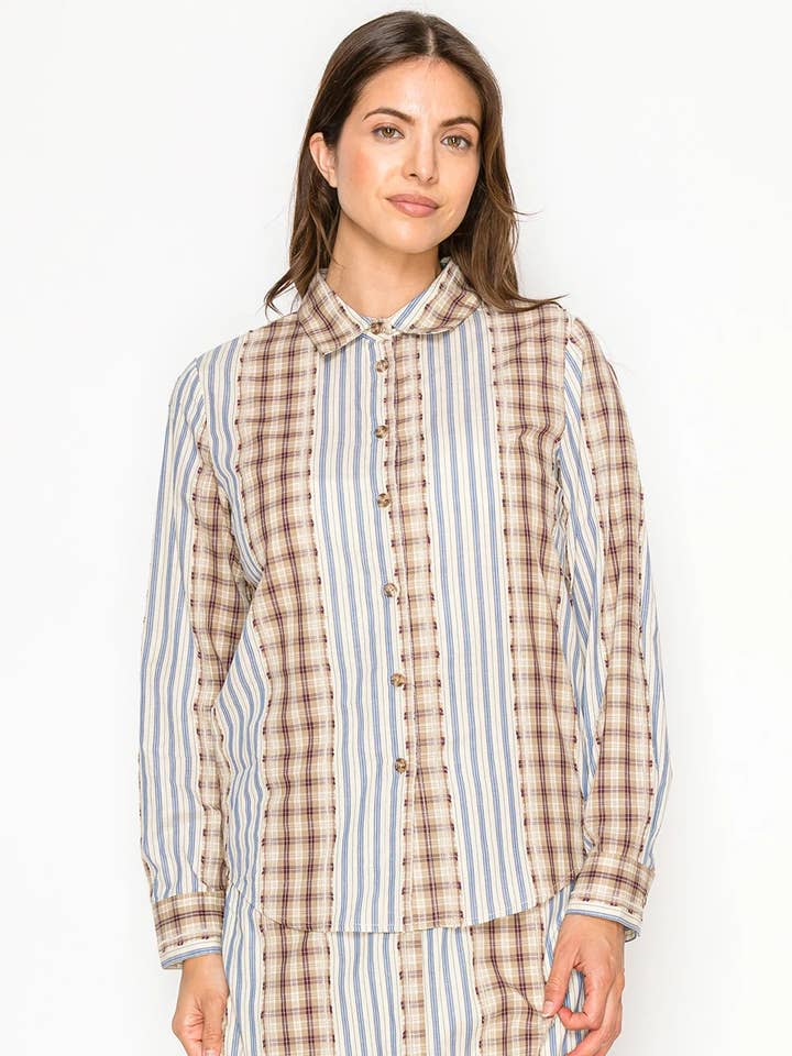 Chemise modeste en coton à motifs multiples pour la vente par Yal New York