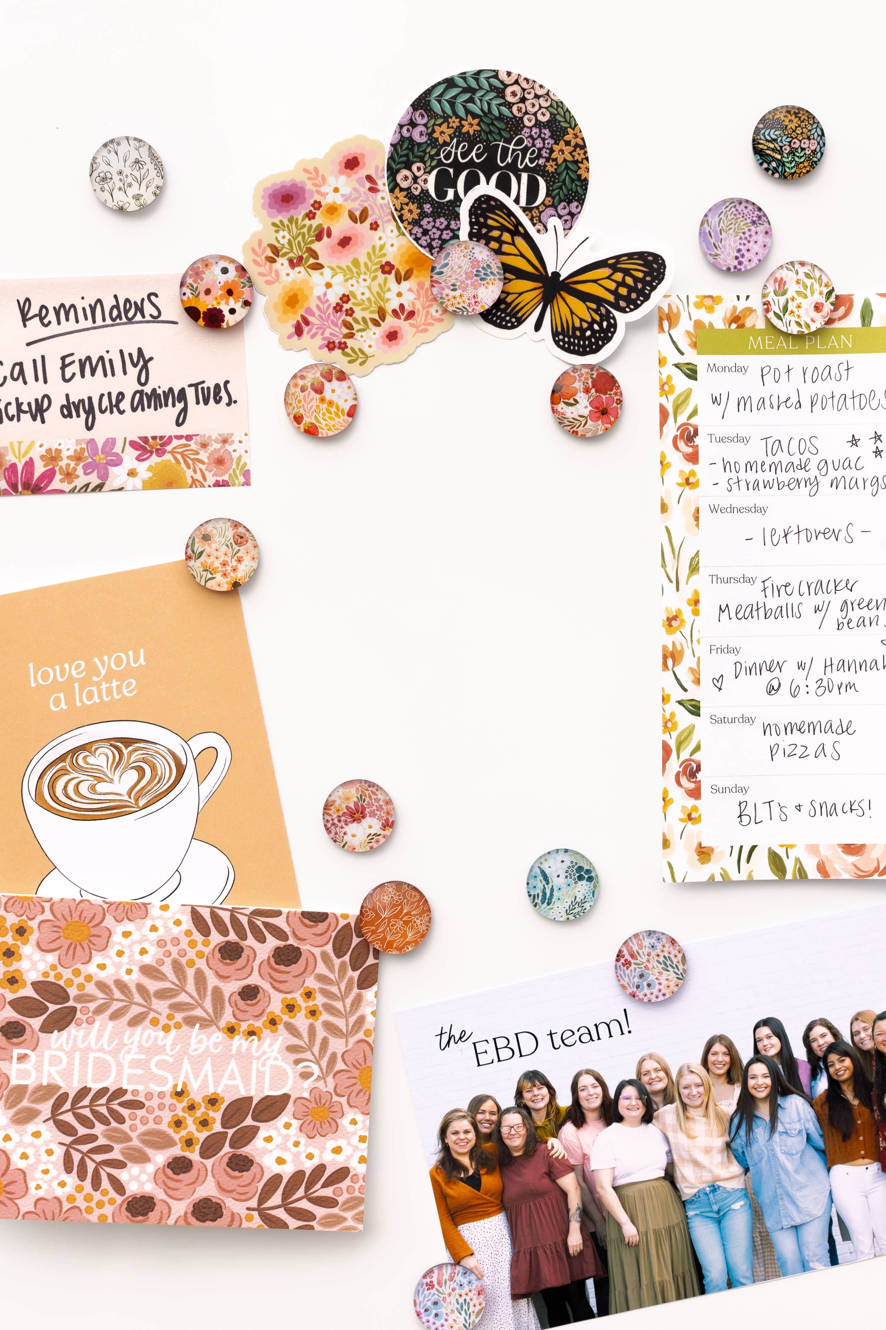 Elyse Breanne Design - Wholesale Magnet - Glass Magnets, Box Set of 8 Floral Magnets6