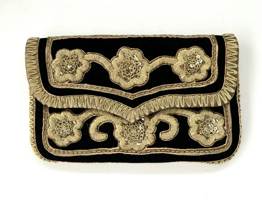 Samser Designs - Wholesale Clutch Bag - Women's - Saba Velvet Clutch Bag with Gold Embroidery0