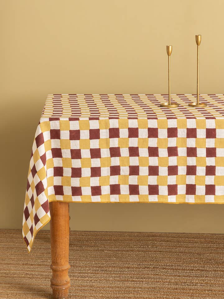 Leinentischdecke in Ocker für den Großhandel von Live Linen