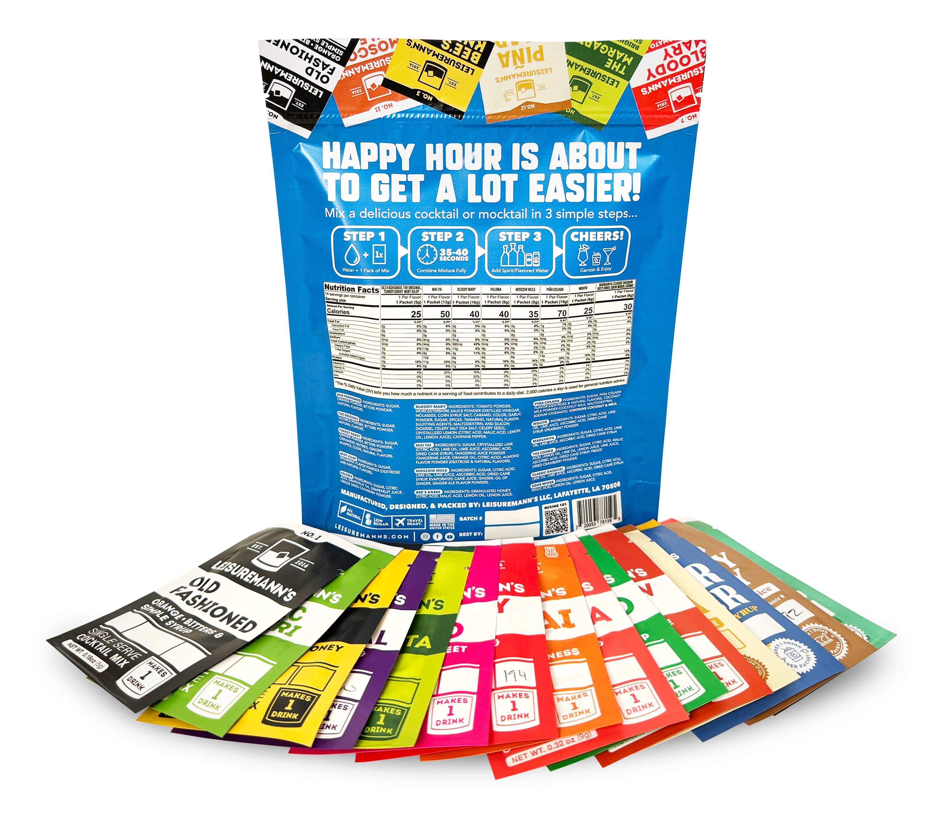 Leisuremann's Cocktail Mixes – wholesale Cocktailmix/-sockerlag – Sample pack med 15 klassiska cocktailmixar1