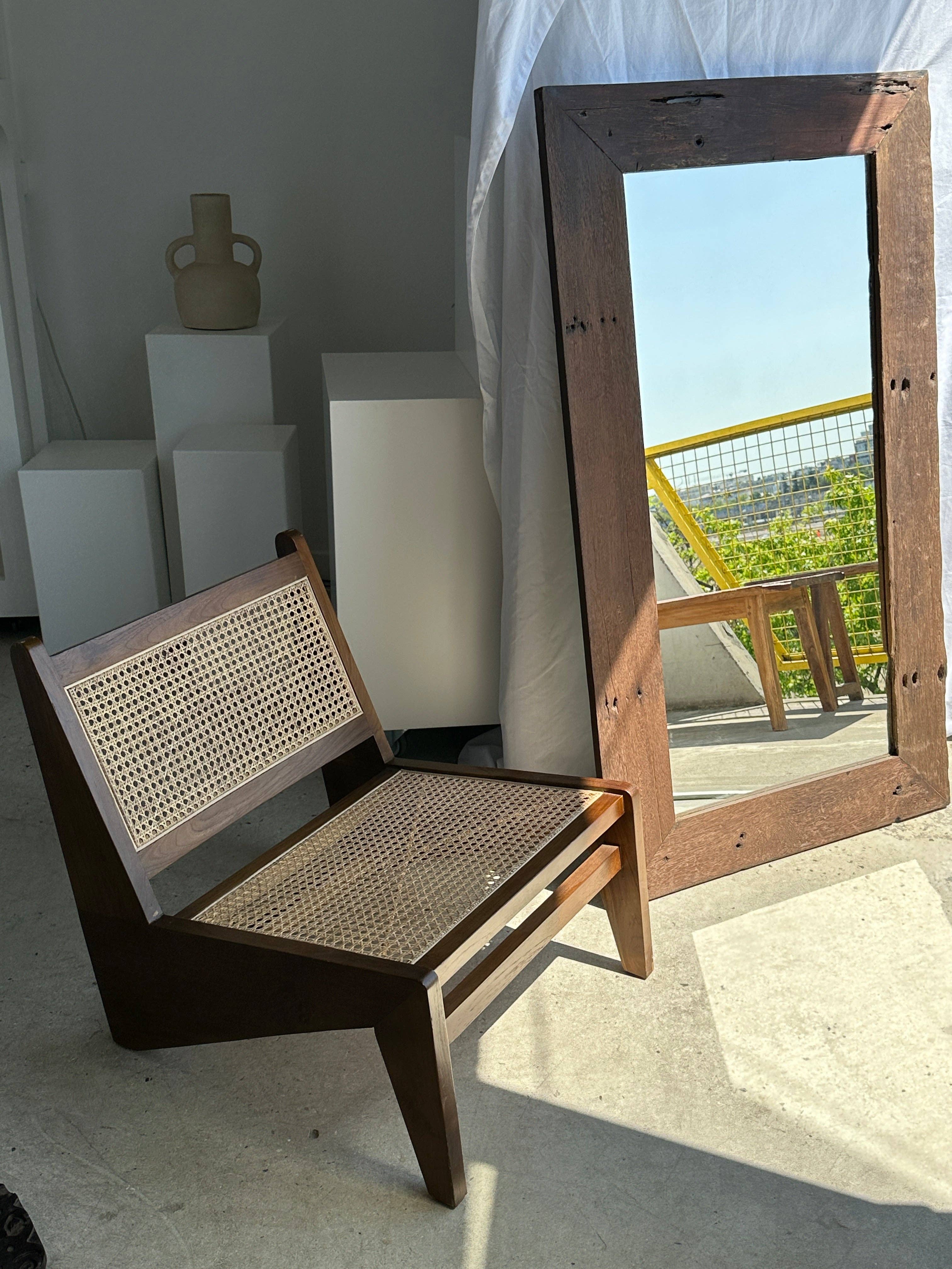 Office Objets - Wholesale Wall Mirror - Mirror with exotic brutalist old iron wood frame H:139cm49