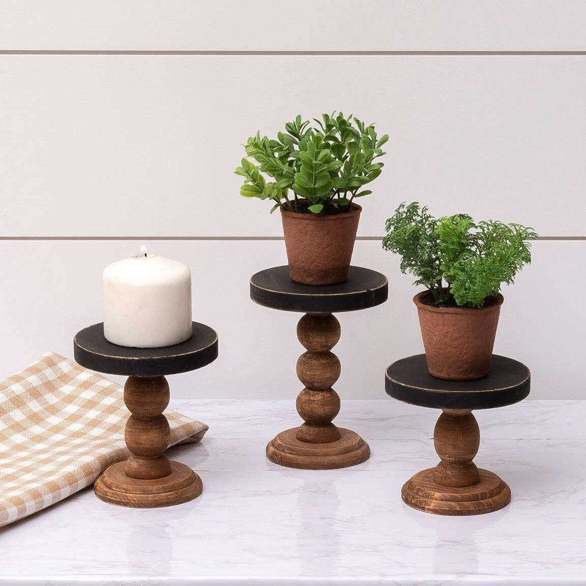 Audrey's Home & Gift - Wholesale Desk Riser - Mini Risers - Black Top Wood Base (Set Of 03)1
