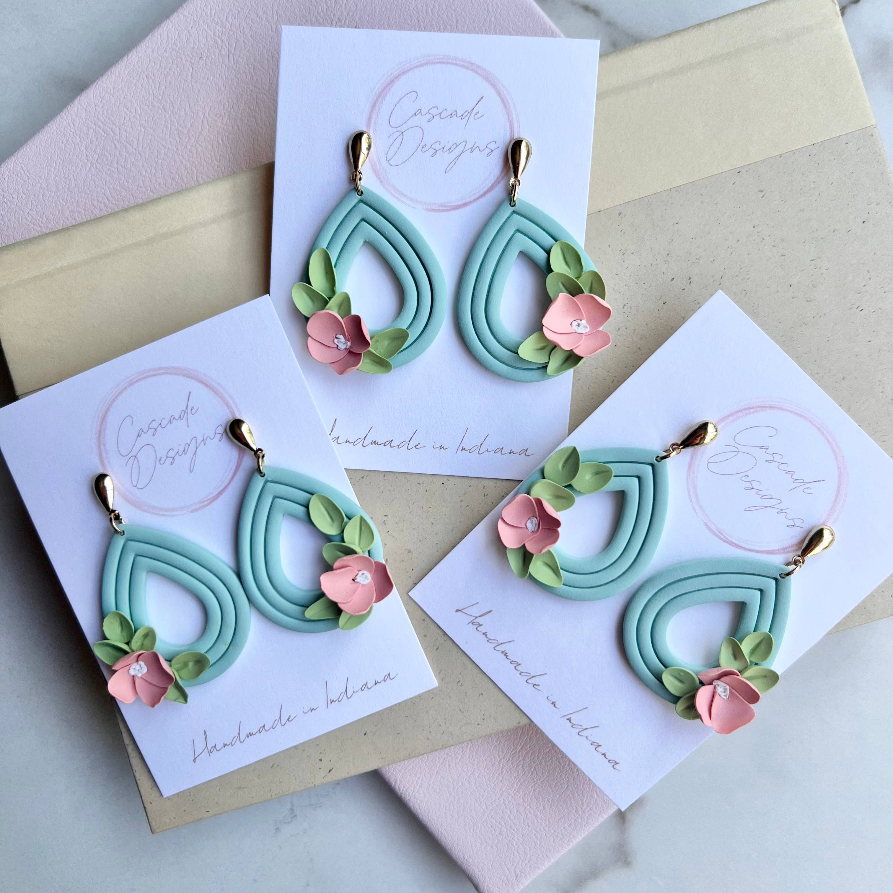 Cascade Designs - Wholesale Dangle Earrings - The Penelope | Floral Drop Clay Earrings8