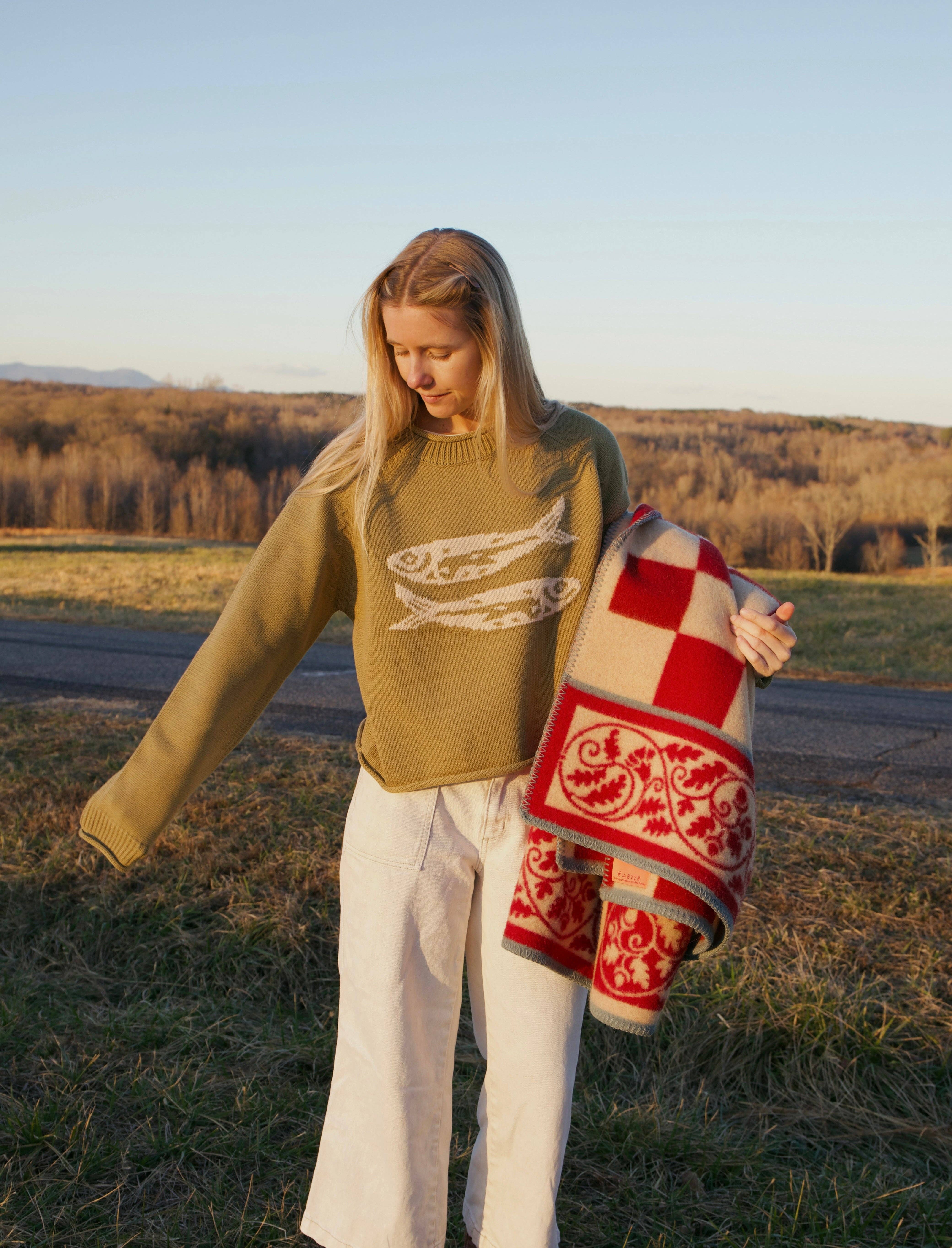 Beaten Path Co - Wholesale Knit Sweater - Unisex - GREEN COTTON FISH SWEATER10