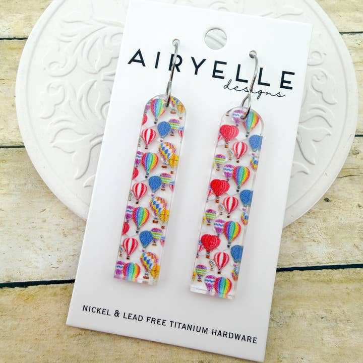 Hot Air Balloon Arch Bar Acrylic Earrings - Titanium for Sensitive Ears for wholesale by Airyelle Designs