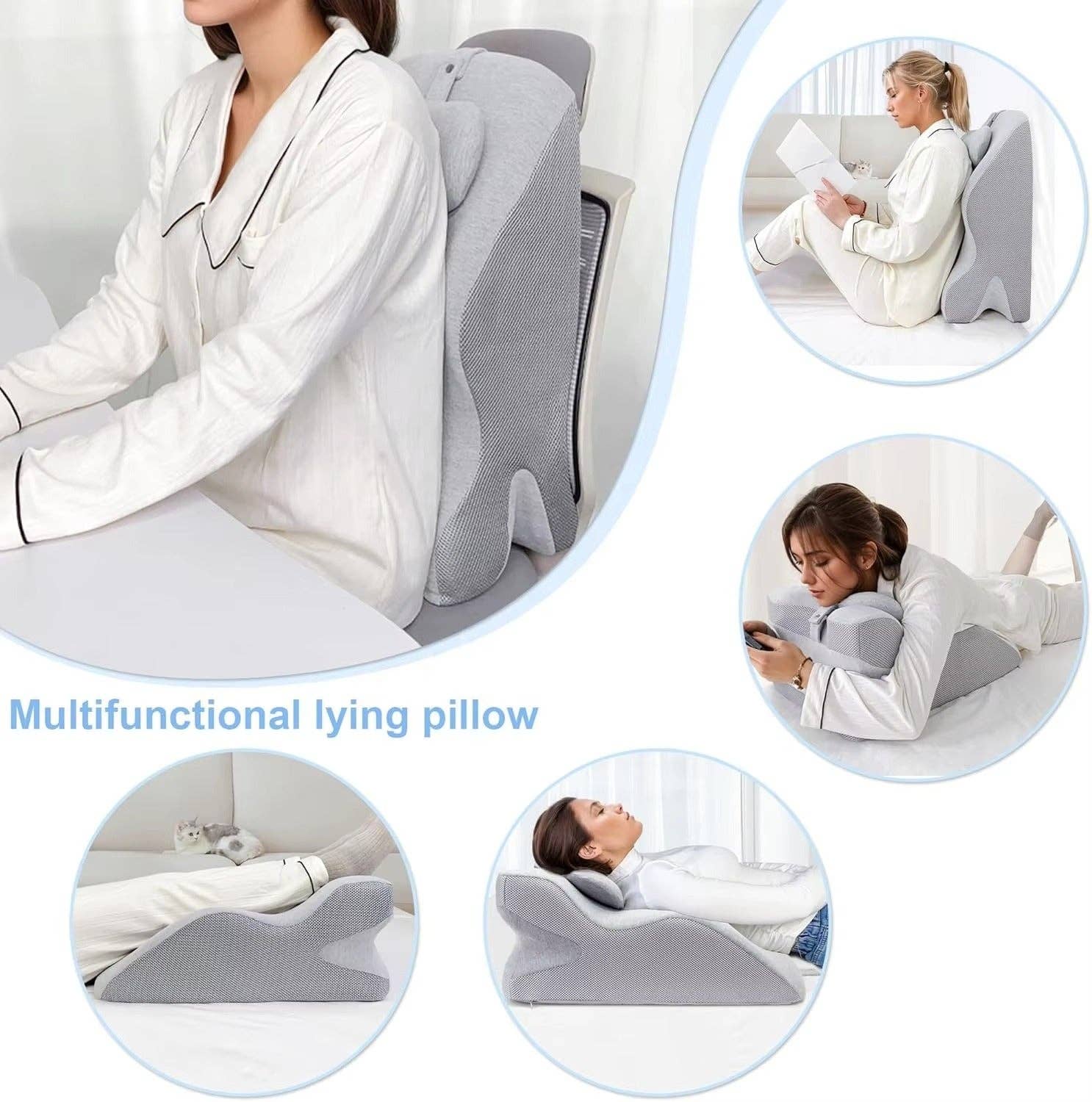 VIGOR - Vente Oreillers - Coussin de dossier triangulaire, coussin de lecture, coussin en coin pour tête de lit16