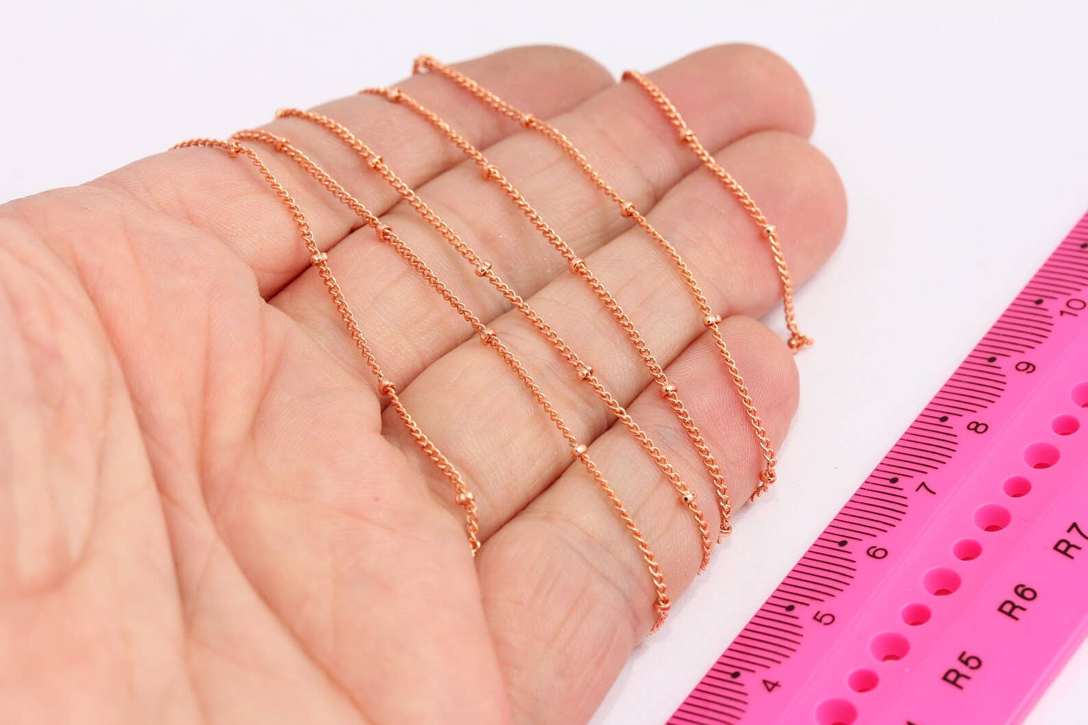 QueenJewelryM – wholesale Link & chain necklace – 1,2mm Rose Gold Plated Ball Satellite Chain, CHK360-20