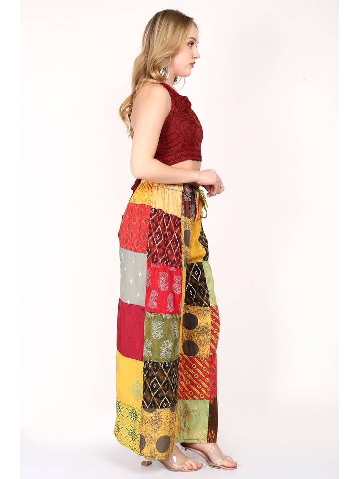 Wevez - Wholesale Pants - Women's - Women Patchwork Wide Leg Acidwash Elastic Waist Pant Mix Lot6