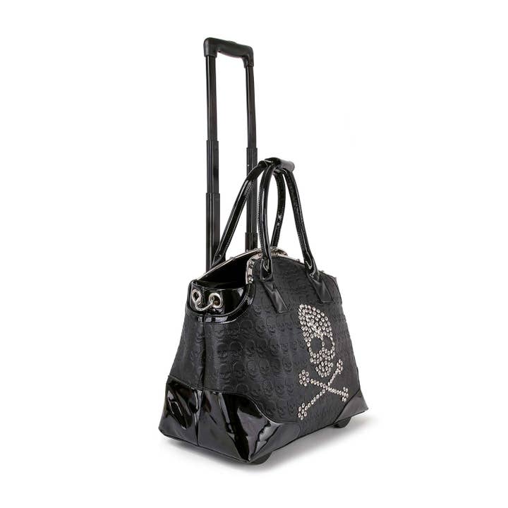 Black Skull And Crossbones Wheeled Carry On Luggage for wholesale on Faire1