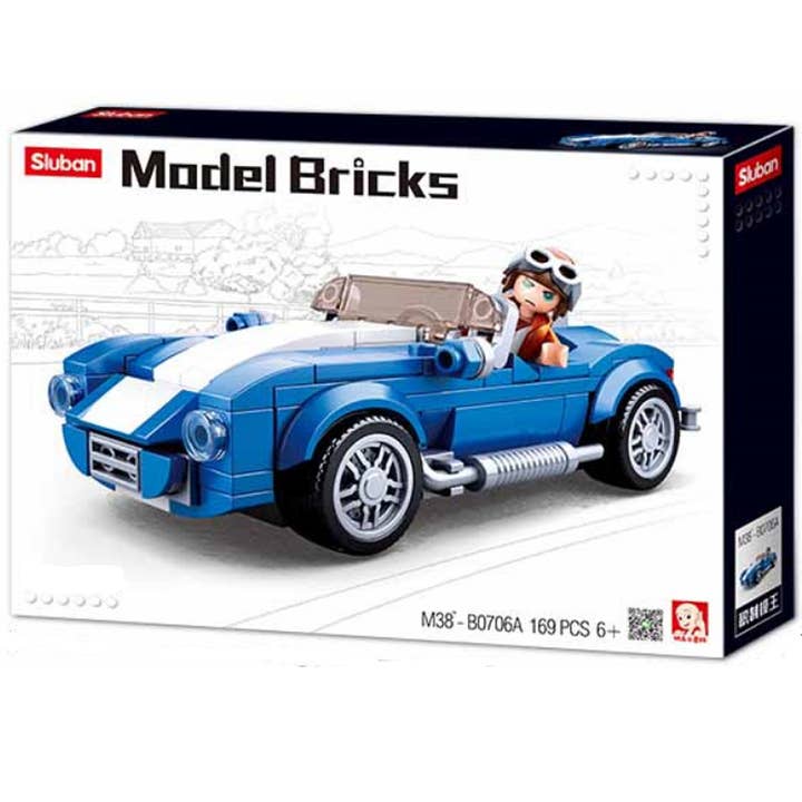 Texas Toy Distribution - Wholesale Building Set - Kids - Blue Race Car Building Brick Kit (138 pcs)
