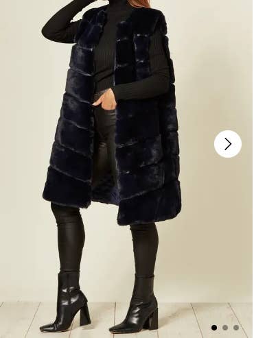 CY FASHION. LONDON – wholesale Outerwear Vest - Women’s – Plus Size Faux Fur Long Gilet in Navy blue