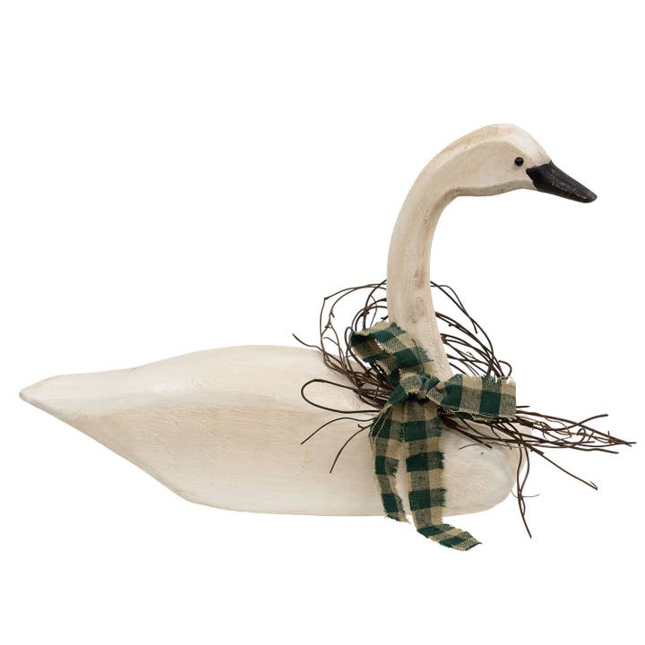 Cisne de aparência esculpida em madeira angustiada por atacado de The Hearthside Collection