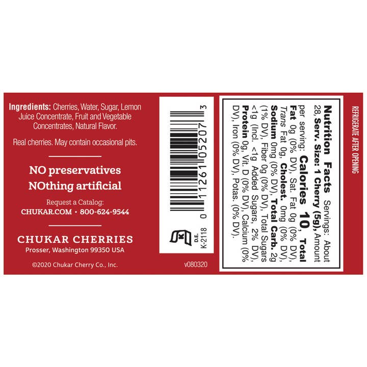 Chukar Cherry Company - Wholesale Fruit Snacks - 13.5 oz Maraschino Cherries - All Natural