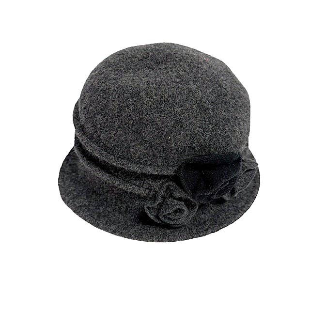 Shihreen Inc - Wholesale Cloche Hat - Women's - 19S-0826 Boiled Wool Cloche Hat with Two Tone Flower3