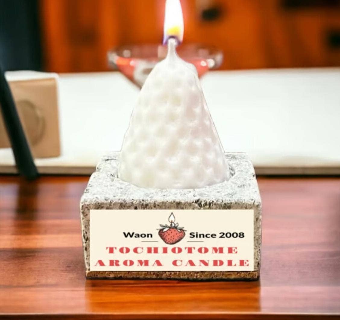 「FUNJI」In Japan - Wholesale Novelty Candle - Strawberry Soy Candle with Oya Stone Tray7