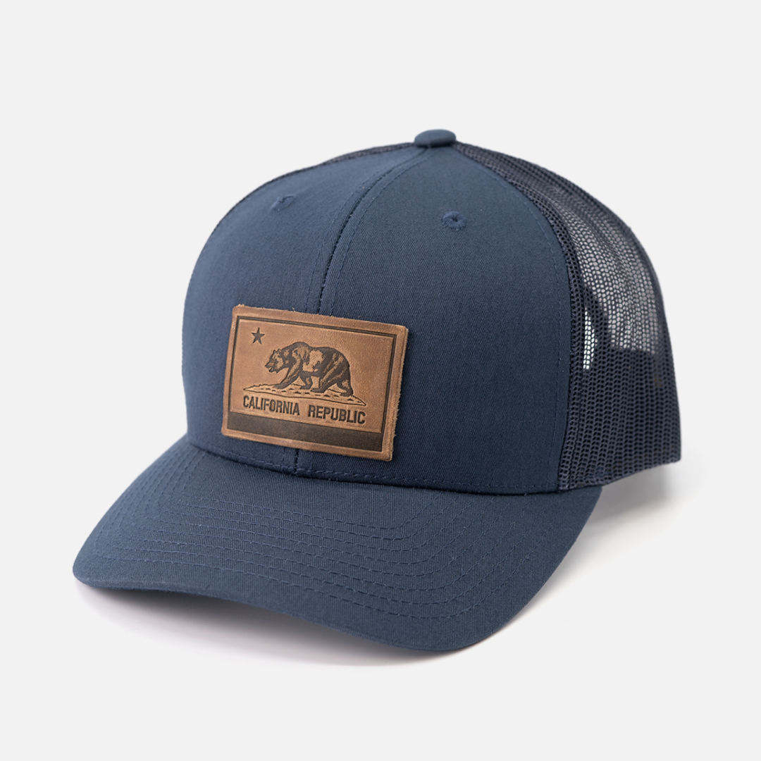 Range Leather Co. - Wholesale Trucker Hat - Unisex - California Flag Hat | Leather Patch Trucker Hat2