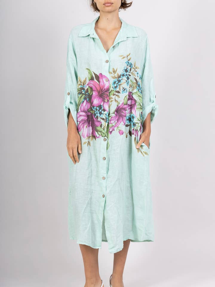 LINEN & COTTON HOUSE - Wholesale Button Down Shirt - Women's - 27202 LONG LINEN SHIRT