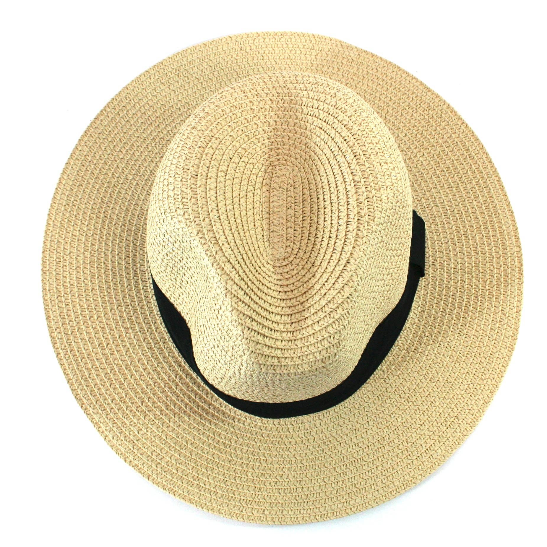 Black Ginger - Wholesale Straw Hat - Women's - Panama Style Foldable Sun Hat in Bag  - Medium (57cm)4