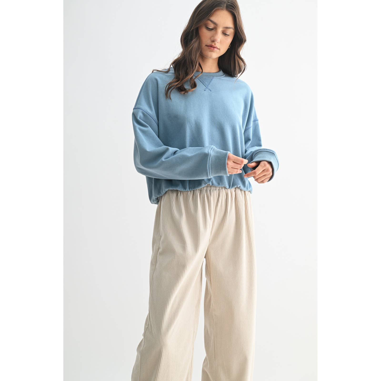 Wishlist Apparel - Wholesale Knit Top - Women's - BUBBLE HEM FRENCH TERRY TOP / WL25-114010