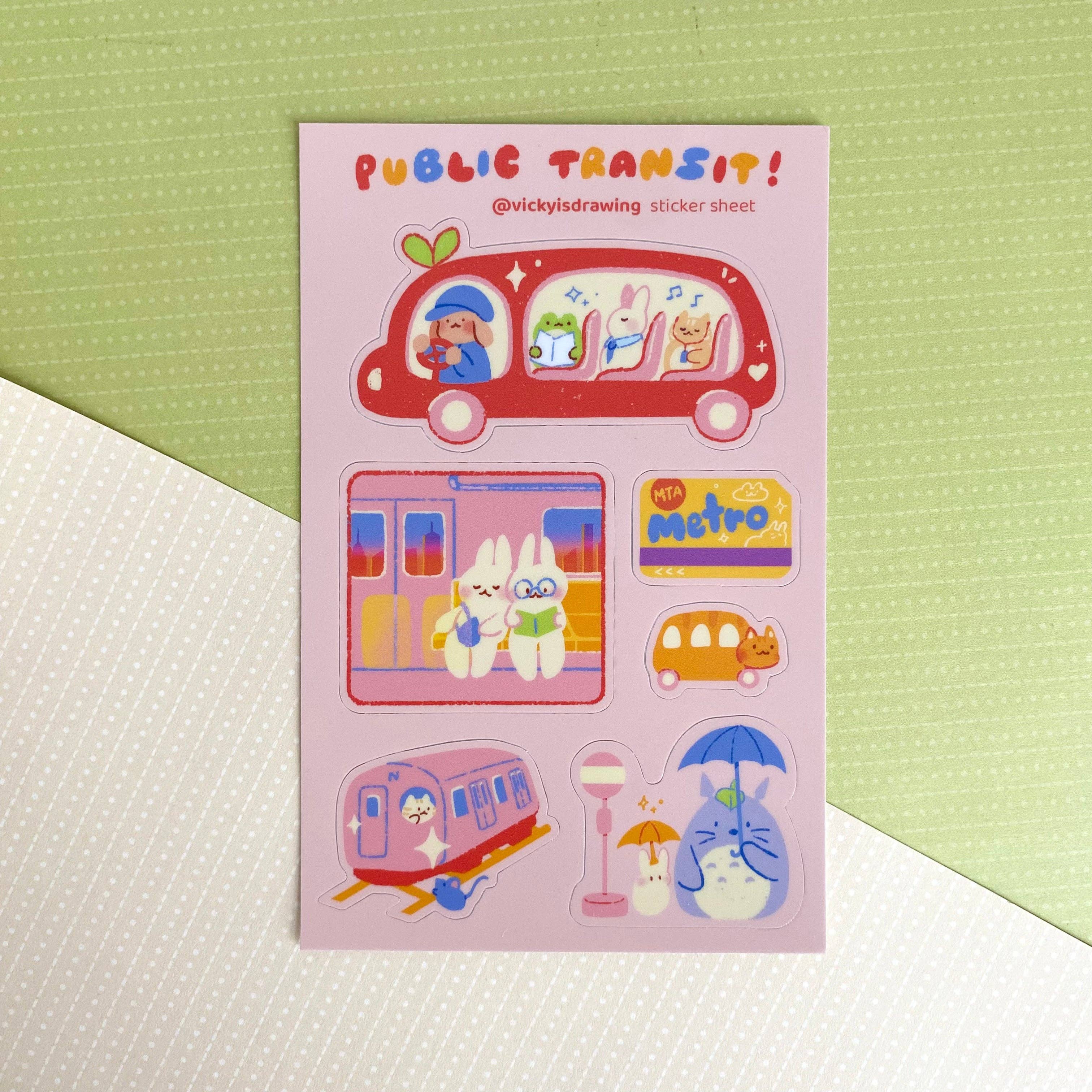 vickyisdrawing - Venta al por mayor Pegatina - Hoja de pegatinas de transporte público1